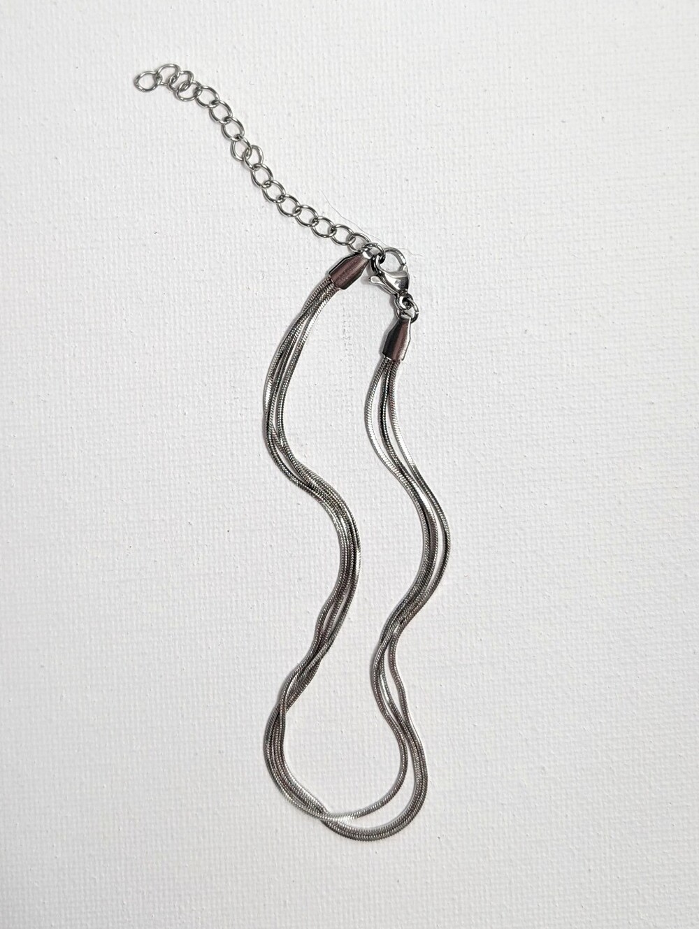 Silver Tone Multi Strand Snake Chain Bracelet Size 8.5